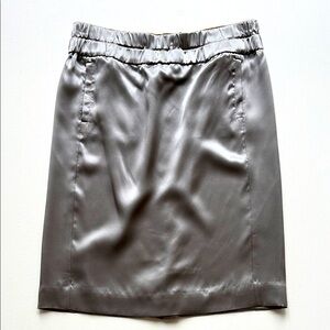 J.Crew Pencil Skirt in Satin Silk- NWT- Pewter Grey- Size 8